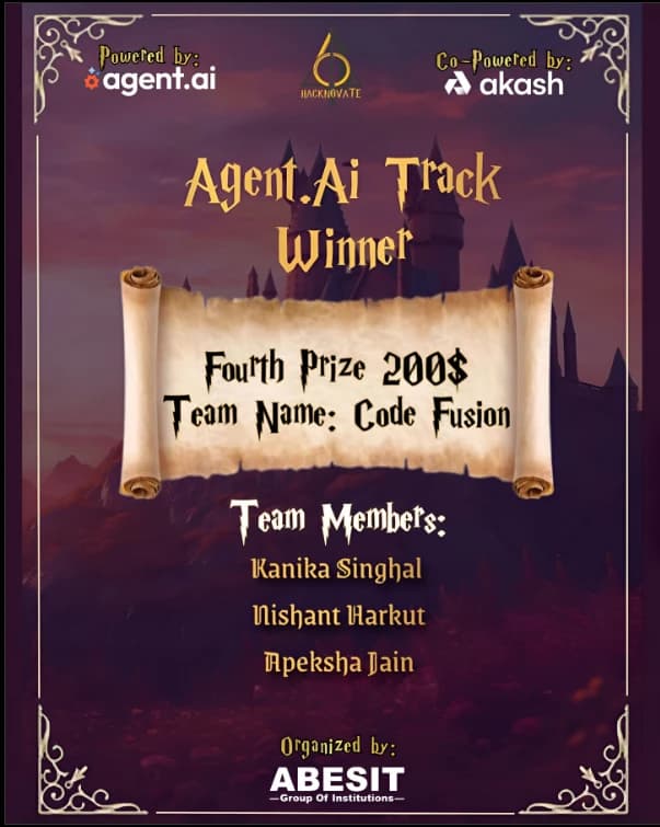 Winner - Hacknovate 6.0 Hackathon'25